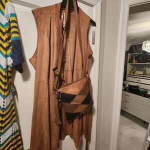 NWT 70s Inspired Faux Suede Vest & Bag